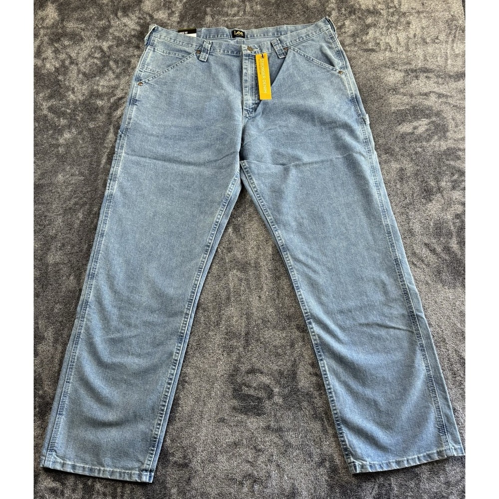 Lee Men's Straight Leg Loose Fit Cargo Carpenter Denim Jeans Size 38x32